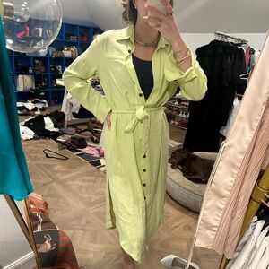 Green Button-Down Dress/ beach cover up
